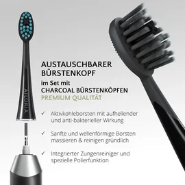 AILORIA SHINE BRIGHT Set Schwarz-Silber + Aufsteckbürsten Charcoal 6 St.