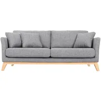 miliboo - Sofa skandinavisch 3 Plätze Hellgrau Holzbeine Oslo