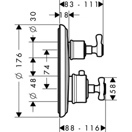 Hansgrohe Montreux Thermostat-Wannenbatterie Chrom