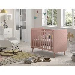 Kinderbett VIPACK, rosa (terra rosa, terra rosa, terra rosa), B:68cm H:96cm L:123,6cm, Betten, m. LF 60x120cm, verst. Lattenboden, MDF lackiert, wahlweise 3 Farben
