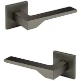 HEXIM Designer Türgarnitur, Zimmer Türgriff wc / Bad Aluminium matt in 4 Farben - Ricardo Borelli Q02: graphit matt, Türgriffe