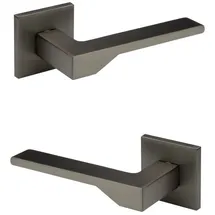 HEXIM Designer Türgarnitur, Zimmer Türgriff wc / Bad Aluminium matt in 4 Farben - Ricardo Borelli Q02: graphit matt, Türgriffe