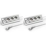 KS Mehrfachsteckdose,3-Fach Steckdosenleiste mit USB Und LED-Nachtlicht Tischsteckdose Edelstahlfrontplat Ecksteckdose, überspannungsschutz Steckerleiste für Küche (1,5m) (Packung mit 2)