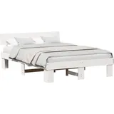 SYFAXTM Bettrahmen mit Kopfteil Weiß 160 x 200 cm Massives Kiefernholz