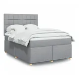 vidaXL Boxspringbett mit Matratze Hellgrau 140x200 cm Stoff