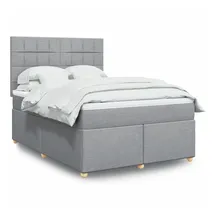 vidaXL Boxspringbett mit Matratze Hellgrau 140x200 cm Stoff