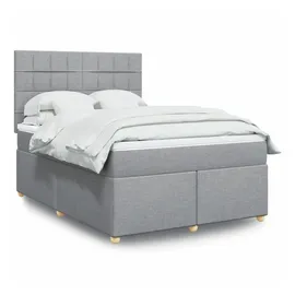 vidaXL Boxspringbett mit Matratze Hellgrau 140x200 cm Stoff