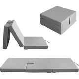 nana shop Klappmatratze, Gästematratze klappbar, 3-teilige Faltmatratze, Höhe 10 cm, Faltbare Matratze, Klappbett, Bandscheibenwürfel (Grau, 195x60x10)