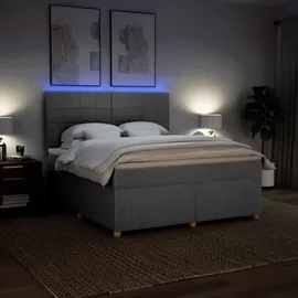 vidaXL Boxspringbett mit Matratze Hellgrau 180x200 cm Stoff