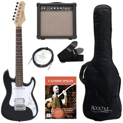 Rocktile E-Gitarre Sphere Junior elektrische Gitarre für Kinder, inkl. Verstärker, Kabel, Gurt und Schule mit CD/DVD schwarz