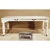Casa Padrino Vintage Pinien Esstisch Antik Stil Weiß Rustikal Massiv mit Schubladen - Landhaus Stil Tisch Pinienholz - Weiß/Braun