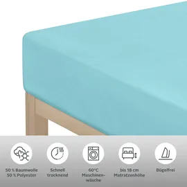 MY HOME Spannbettlaken Jersey 140 x 200 - 180 x 200 cm blau