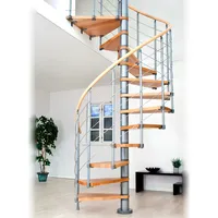 DOLLE Spindeltreppe Oslo Ø 140 cm, 11 Stufen Buche GH bis 276 cm Grau FSC®