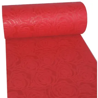 Deko AS GmbH Dekoflor Tischband Tischläufer Tischdeko einzigartiges Rosen Design (Wasserfest, Lotuseffekt, samtige Oberfläche, 5 m Rolle, 30 cm Breite, 100% Nylon), Rot