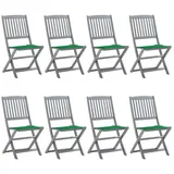 vidaXL Klappbare Gartenstühle 8 St.  mit Kissen  grau