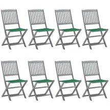 vidaXL Klappbare Gartenstühle 8 St.  mit Kissen  grau