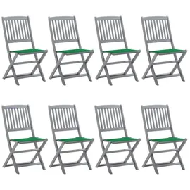 vidaXL Klappbare Gartenstühle 8 St.  mit Kissen  grau