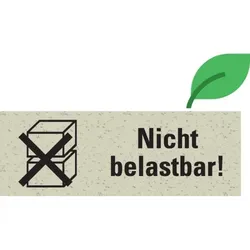 Aufkleber I Hinweisetikett Nicht belastbar!, weiß, Graspapier, selbstklebend, 147x50mm, 6/Bogen