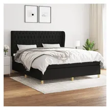vidaXL Boxspringbett mit Matratze Schwarz 180x200 cm Stoff