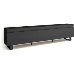 SKRAUT HOME Wohnzimmer-TV-Schrank, Viel Stauraum, 240x35x57cm, Industriedesign, Moderner Stil, Schwarz - 502_2