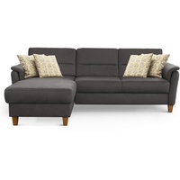 CAVADORE Schlafsofa Palera / L-Form Polstersofa mit Federkern, Schlaffunktion und Bettkasten / 244 x 89 x 163 / Mikrofaser, Grau