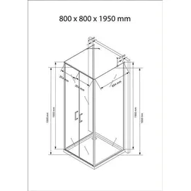 Buylando Nora 80x80x80 cm H: 195 cm U Form Duschkabine Klarglas inkl. Tasse - Buylando