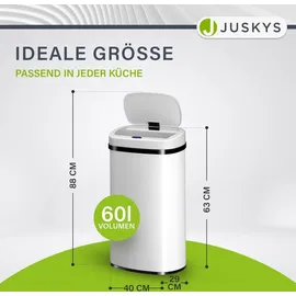 Juskys Automatik Mülleimer mit Sensor - Weiß