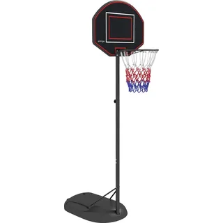 sportnow Basketballkorb mit Ständer, 170-230 cm Höhenverstellbar Basketballständer mit Bruchsicherer Rückwand und Rädern, Basketballanlage für Erwachsene, Stahl, Schwarz