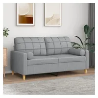 VidaXL 2-Sitzer-Sofa mit Zierkissen Hellgrau 140 cm Stoff