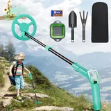 Metalldetektor für Kinder, Couleeur Leichtgewicht Einstellbare Länge (66-83cm) Metal Detektor mit LCD Bildschirm & Wasserdichter Suchspule, Metalldetektor für Kinder mit Rechen, Schaufel und Rucksack