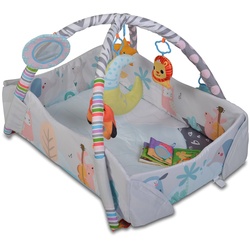 Moni Spielcenter 2 in 1 Oase Krabbeldecke Kissen Spielbogen Spielzeuge Bällebad grau