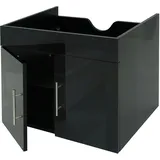 Mendler Waschbeckenunterschrank HWC-D16, Waschtischunterschrank Waschtisch Unterschrank Badmöbel, MVG hochglanz 60cm - schwarz