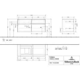 Villeroy & Boch Waschbeckenunterschrank 4 Auszüge 120 x 54,8 x 50 cm Nordic Oak