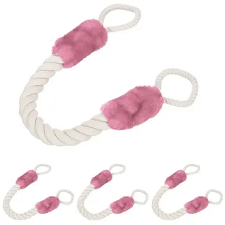 Relaxdays 4 x Türkordel, Türstopper Klinke, 60 cm lang, Klemmschutz für Kinder - Tiere, Tür Seil maritim, Türschlaufe, creme/rosa