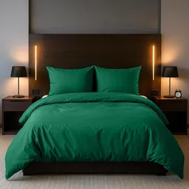 Traumschlaf Pure Mako-Satin 135 x 200 cm + 80 x 80 cm dunkelgrün