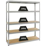Proregal Schwerlastregal Stahl 150 x 180 x 45 cm silber