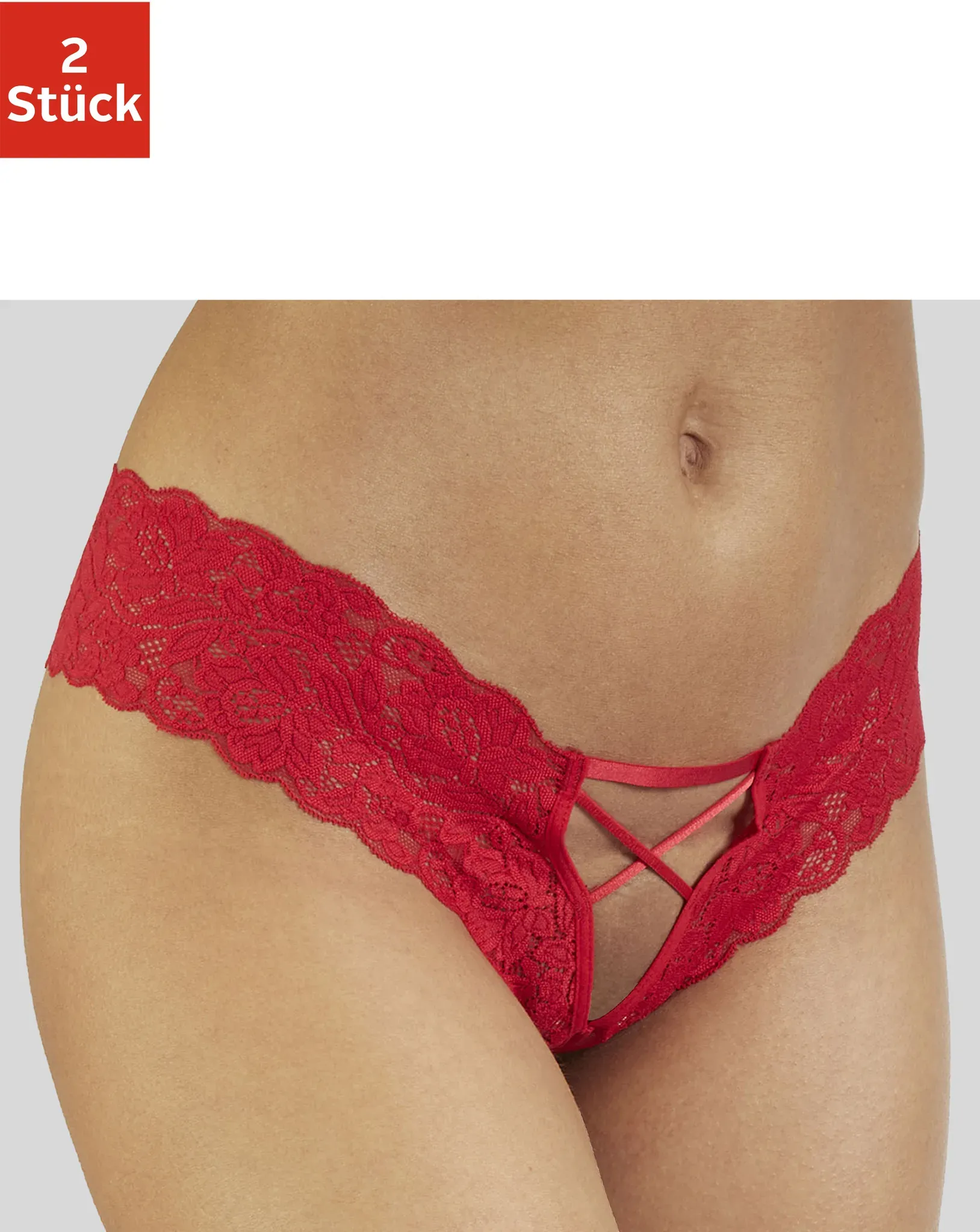 petite fleur gold Panty-Ouvert, (Packung, 2 Stück), im günstigen Doppelpack, mit edlen Schnürungen, Reizwäsche Petite fleur gold schwarz + rot 48/50