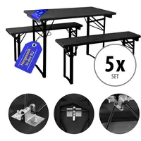 5x Bierzeltgarnitur Festzeltgarnitur Biertischgarnitur Bierbank Holz Kurz Grau