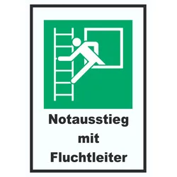 Notausstieg mit Fluchtleiter A6 (105x148mm) Schild