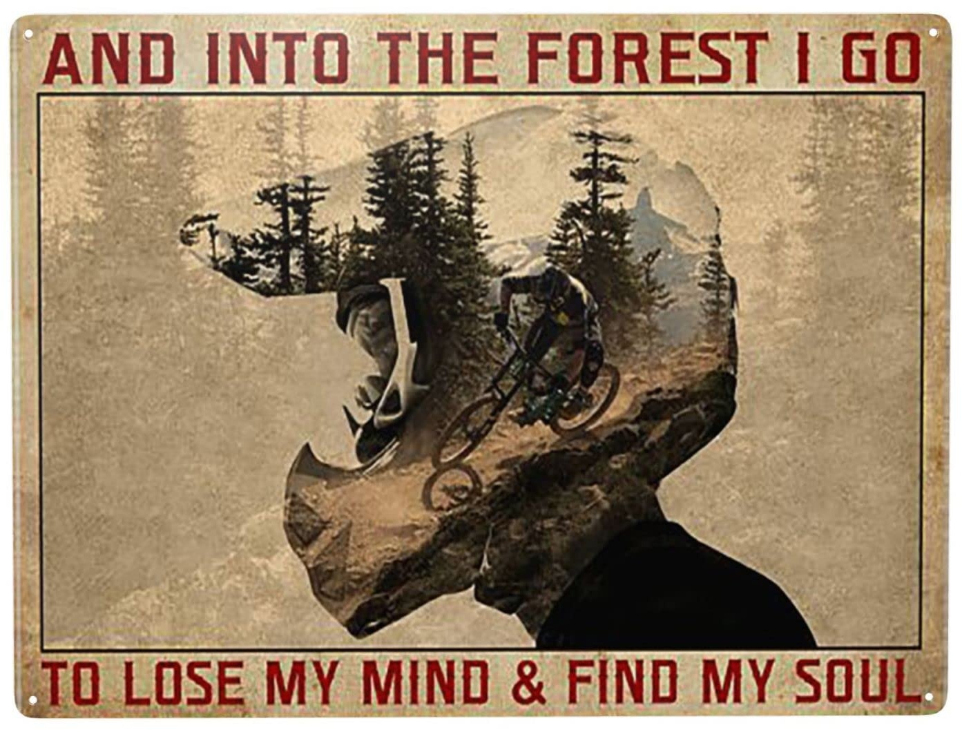 Blechschild mit Aufschrift "And Into The Forest I Go to Lose My Mind and Find My Soul", Wanddekoration, lustige Dekoration für Zuhause, Küche, Bar, Zimmer, Garage, Vintage-Poster, Plakat, 20,3 x 30,5