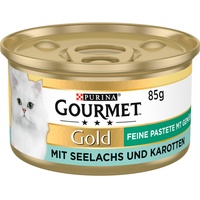 Gourmet PURINA GOURMET Gold Feine Pastete mit Gemüse Katzenfutter nass, mit Seelachs und Karotten, 12er Pack (12 x 85g)