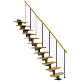 DOLLE Mittelholmtreppe Cork (Breite: 75 cm, Gerade, Anthrazitgrau, Farbe Stufen: Eiche, Natur, Geschosshöhe: 278 – 337 cm)