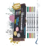 ONLINE USV-Systeme ONLINE® Calli.Brush Double Metallic Brush-Pens farbsortiert, 5 St.