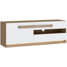 Forte Attention TV-Board 139,9 cm Beige/Weiß Metall/Spanplatte/Holzwerkstoff