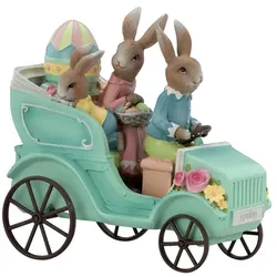 Hasenfamilie sitzend im Auto