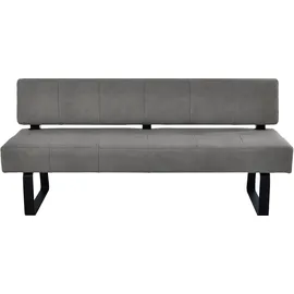 K+W Komfort & Wohnen Polsterbank K+W KOMFORT & WOHNEN "Spider II", grau (grau 82, schwarz), B:192cm H:88cm T:67cm, Sitzbänke, Polsterbank, Sitzsteppung, bequem durch Sandwichbauweise, Metallkufe in schwarz