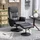 Homcom Relaxsessel mit Hocker, Fernsehsessel, TV Sessel mit Liegefunktion, Drehbarer Polstersessel für Wohnzimmer, Schlafzimmer, Kunstleder, Schwarz
