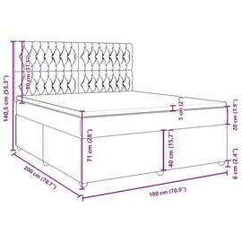 vidaXL Boxspringbett mit Matratze Taupe 180x200 cm Stoff