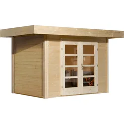 Gartenhaus WEKA "Designhaus 126 Plus", beige (naturbelassen), Fußboden im Gartenhaus, ohne Dacheindeckung, Holz, Gartenhäuser