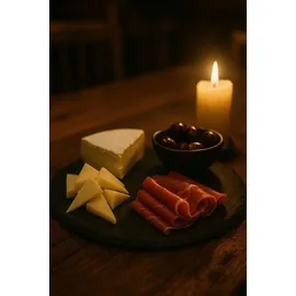hausleben 4er Set Schieferplatten rund Ø 25 cm – Servierplatten aus Naturstein | Edle Schiefer Teller für Käse, Sushi, Tapas & Deko | Rutschfest, Lebens...